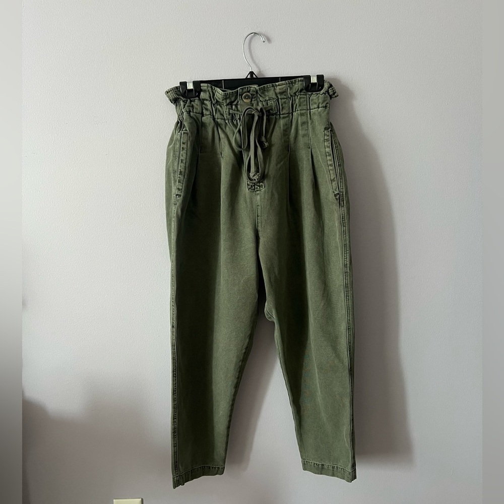 Free People Olive Green Cargo Paperbag Pants